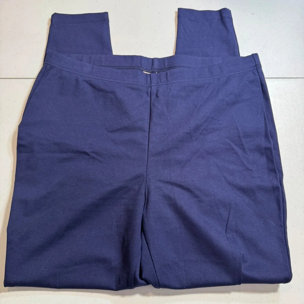 Chicos Fabulously Slimming Navy Blue‎ Leggings 2 Cozy Casual Comfort Pants Dress